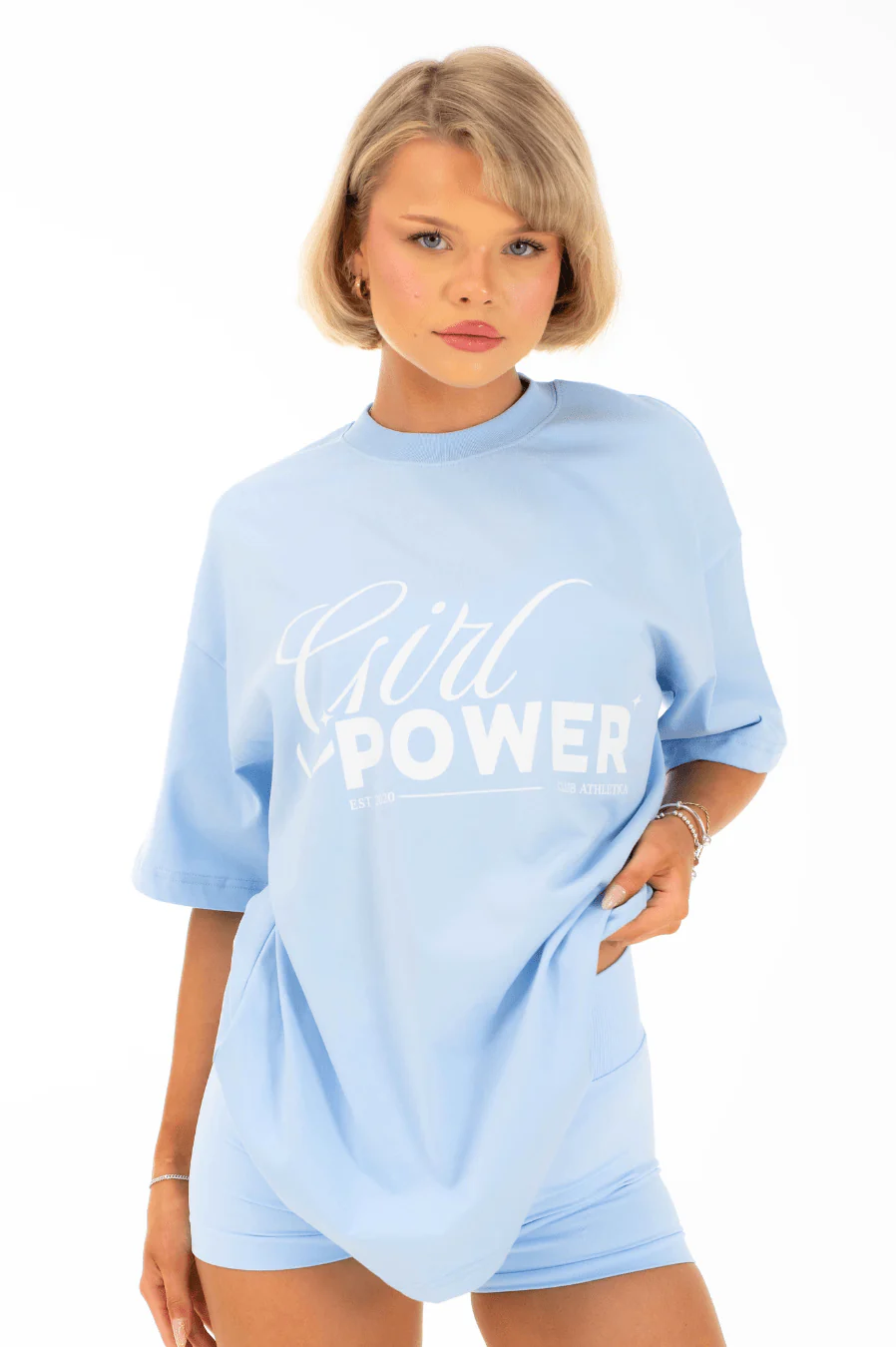 Club Athletica Oversized Tee Ice Blue/White - Image 3