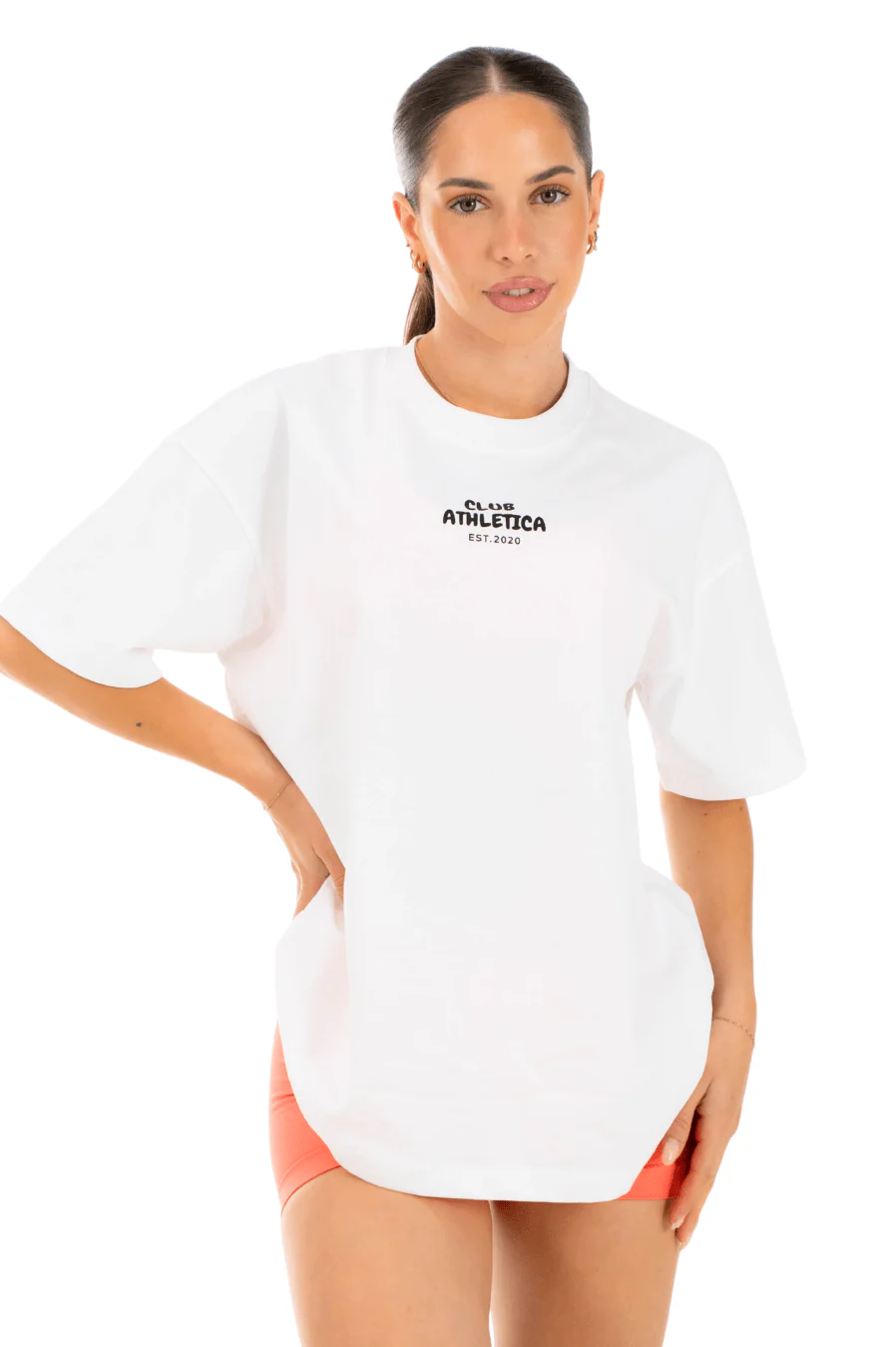 Club Athletica Oversized Tee White/Apricot - Image 3