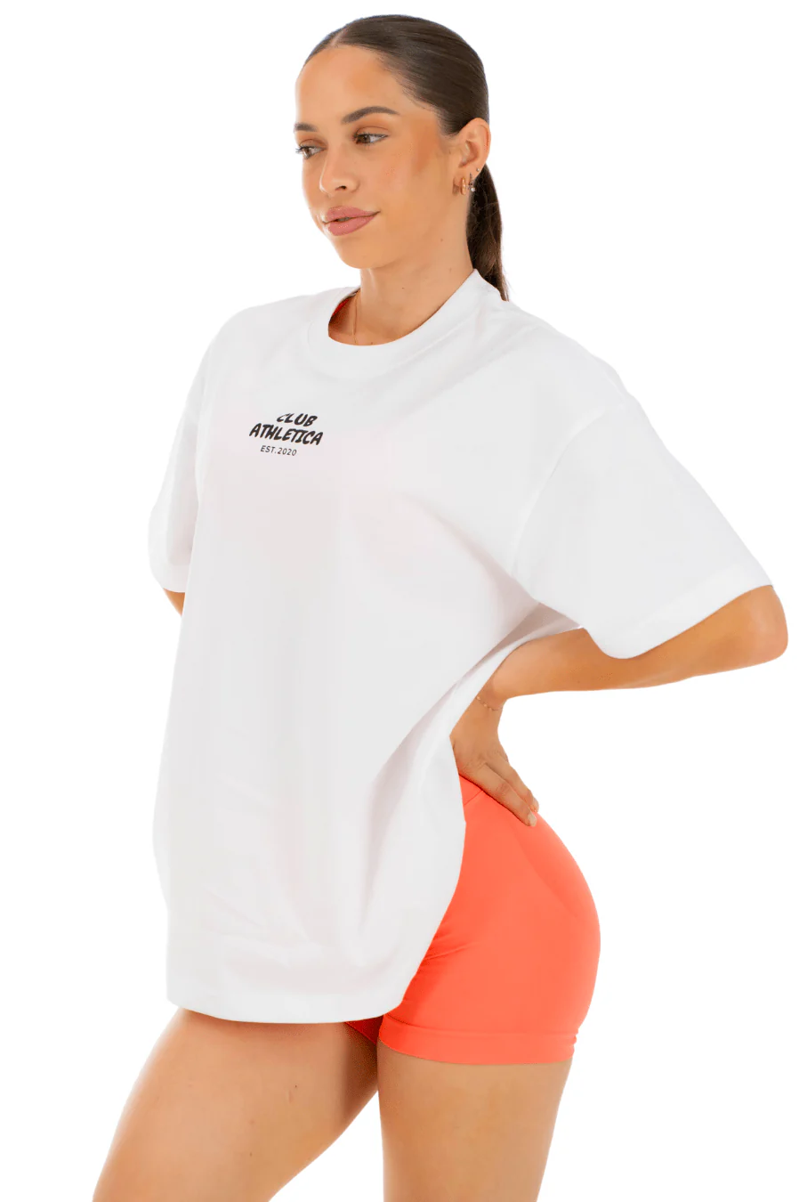 Club Athletica Oversized Tee White/Apricot - Image 4